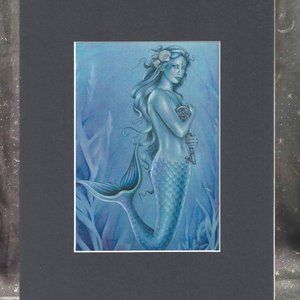 🧜‍♀️Jessica Galbreth "THE KEY" Mermaid Enchanted Art Matted Print 3849 RARE NEW